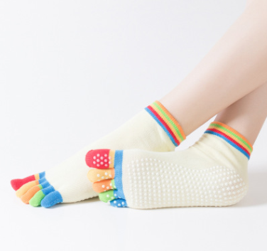 Women's Cotton Toe Socks with Grip