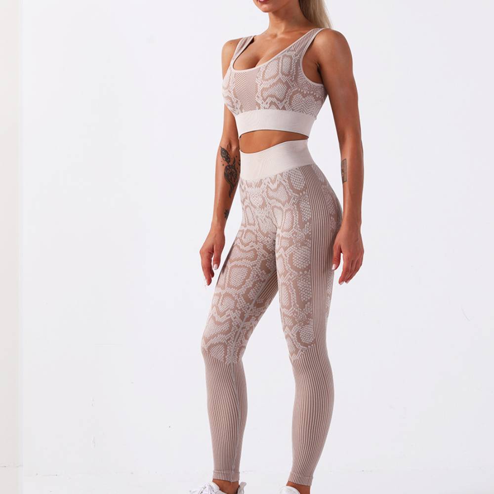 Seamless Snake Print Fitness Set