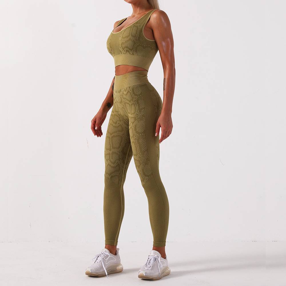 Seamless Snake Print Fitness Set