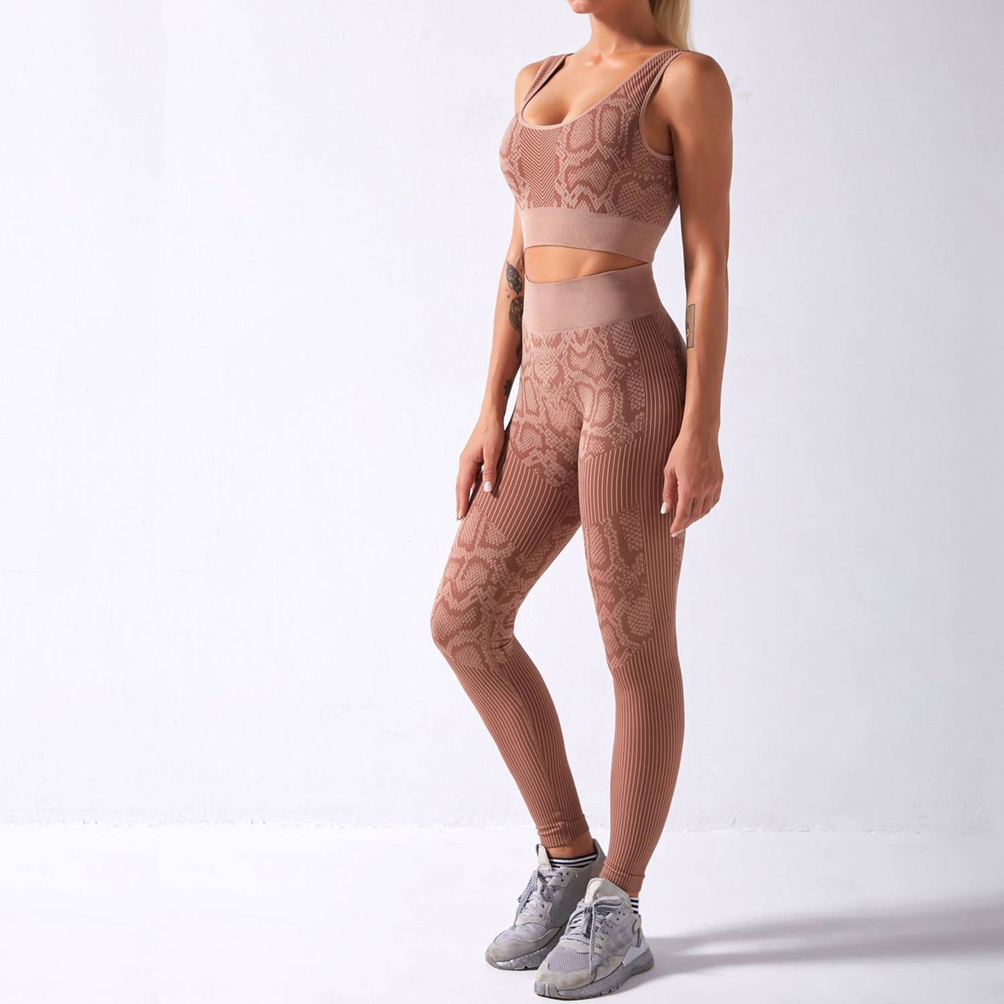 Seamless Snake Print Fitness Set