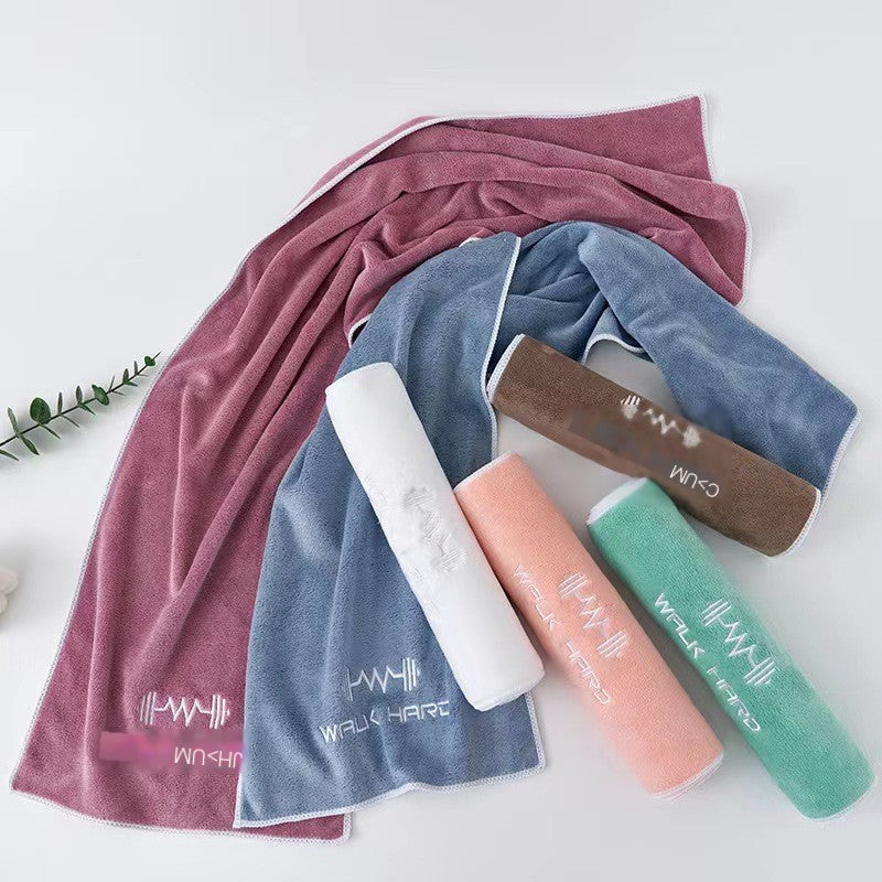 Quick-Dry Embroidered Fitness Towel 100x30cm