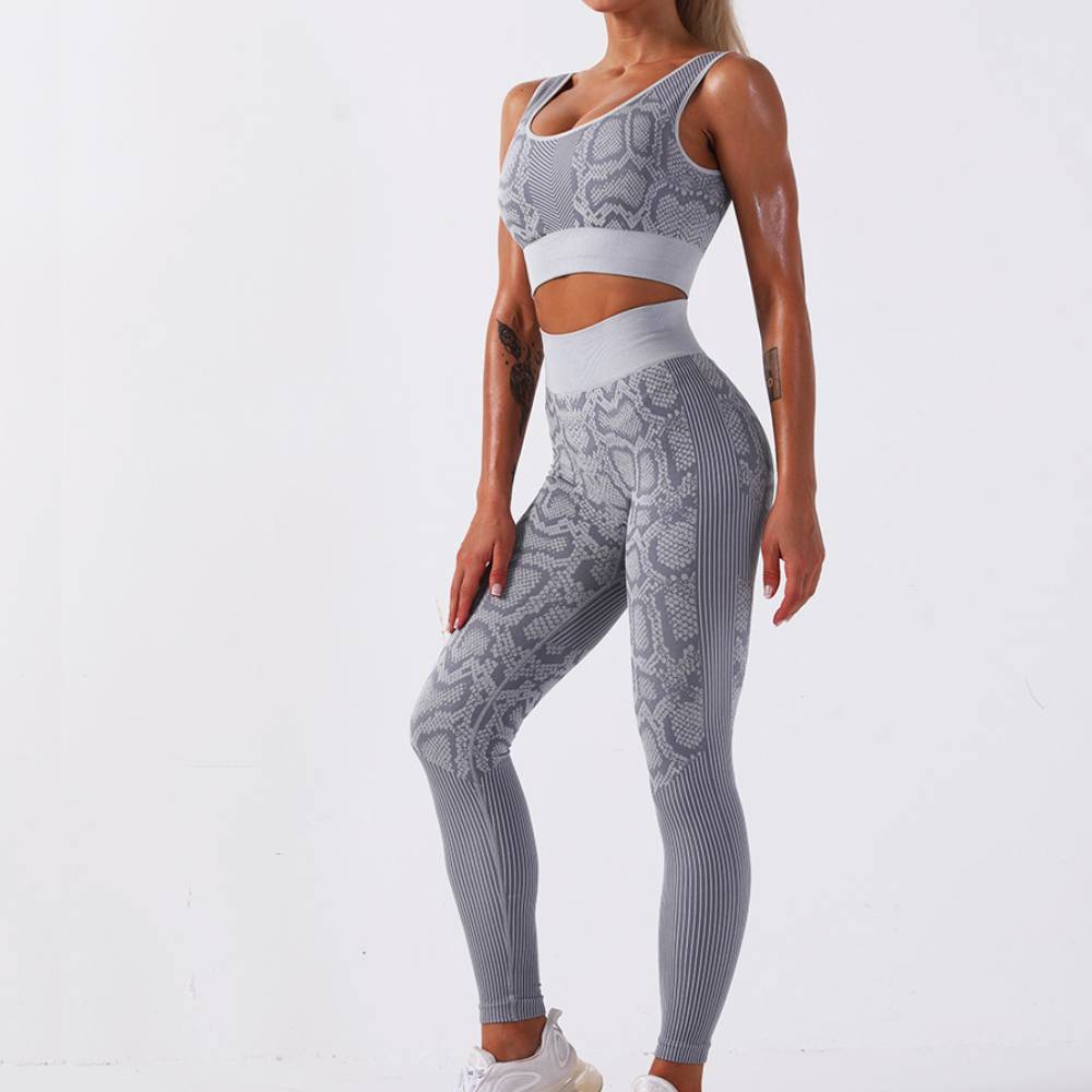 Seamless Snake Print Fitness Set